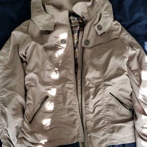 Tan light jacket with ruching